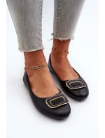 Baleriny Z Ozdobą Eko Skórzane Czarne Enicoria