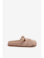 Dámské mules s pásky a zlatým přezkou Béžové Ganelle