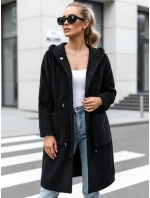 Dámsky dlhý kabát s kapucňou MELBY čierny FashionStreet NY0671