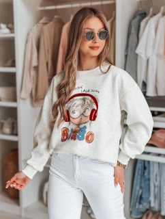 Dámska mikina s potlačou LALA VIBE sivá FashionStreet BY1503
