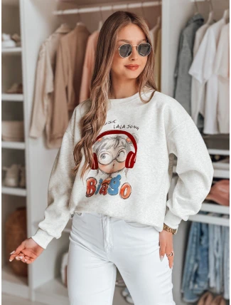 Dámska mikina s potlačou LALA VIBE sivá FashionStreet BY1503