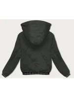 Prešívaná bunda v army farbe s ozdobnými sťahovacími lemami (16M9086-136) Prešívaná bunda v army farbe s ozdobnými sťahovacími lemami (16M9086-136)