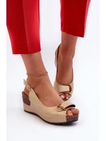 Damskie Lekkie Sandały Na Koturnie Comfort Shoes Beżowe Efravia