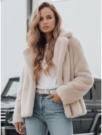 Dámsky kožuch GLAMFLUFFY krátky béžový FashionStreet TY4984