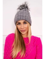 Fleecová kockovaná čiapka K226 tmavo šedá