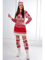 Vianočný set 1003 sveter + čiapka + podkolienky červené