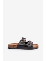 Klapki Damskie Z Klamrami Czarne Fronila