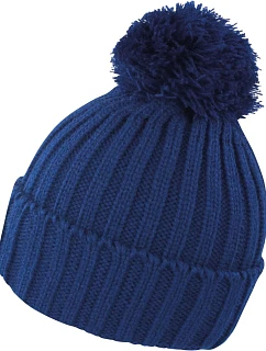 Result Headwear R 369X Pletená čiapka s bambulou 28.369X tmavomodrá
