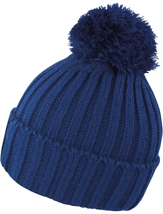 Result Headwear R 369X Pletená čiapka s bambulou 28.369X tmavomodrá