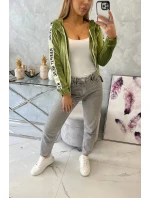 Velúrová mikina s kapucňou zelená