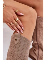 Kozaki Na Płaskim Obcasie Z Ażurowym Wzorem S.Barski HY51-062 Beżowe