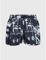 Pánske čierno-biele plavky s palmami KM0KM00968 0GL - Calvin Klein