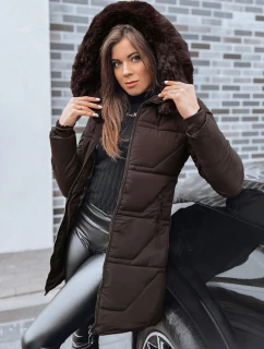 Dámska prešívaná bunda s kožušinou hnedá FashionStreet TY5222