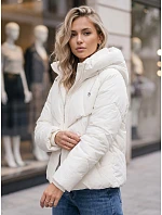 Dámska zimná prešívaná bunda s kapucňou, biela, FashionStreet TY6081