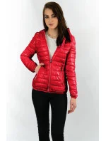 Červená prešívaná dámska bunda s kapucňou (B9561)