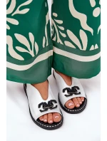 Sandały Na Płaskim Obcasie Z Ozdobą Eko Skóra Srebrne Tillireta