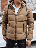Pánska prešívaná zimná bunda s kapucňou FashionStreet camel TX5067