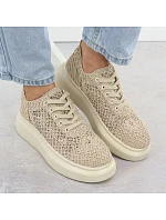 Dámske topánky na platforme so šnurovaním béžové Vinceza 17371