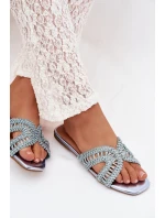 Dámské ploché modré pantofle Fariella