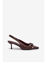 Dámske sandále na podpätku s ozdobným detailom Chocolate Brienne Dámske sandále na podpätku s ozdobným detailom Chocolate Brienne