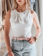 Dámska košeľa bez ramienok s mašľou PERBOW biela FashionStreet RY2732