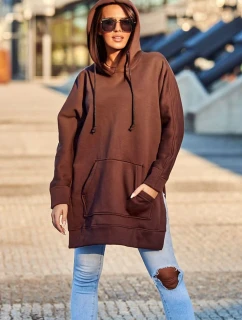 Zateplená mikina s bočnými otvormi hnedá