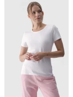 Damski Gładki T-Shirt Z Logo Biały 4F 4FWMM00TTSHF1845-10S
