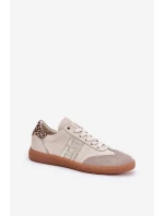 Skórzane Buty Sportowe Sneakersy Damskie Panterka CheBello 4640 Beżowe