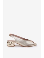 Skórzane Eleganckie Sandały Damskie CheBello 4724 Złote