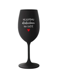 NEJLEPŠÍMU DĚDĚČKOVI NA SVĚTĚ - černá sklenice na víno 350 ml