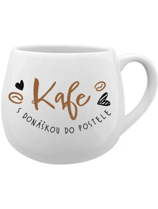 KAFE S DONÁŠKOU DO POSTELE - bílý keramický hrníček 300 ml
