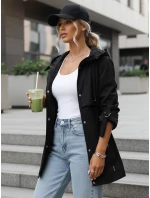 Dámska prechodná bunda s kapucňou čierna FashionStreet TY5626