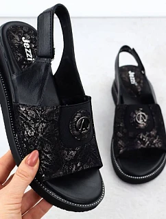 Dámske vyvýšené sandále s gumou čierne Jezzi RMR2267-2