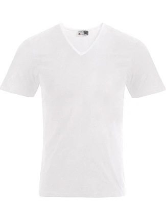 Promodoro 3082 Pánske tričko „Slim Fit“ s výstrihom do V 40.3082 biele