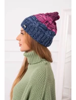 Fleecová čiapka Dolores K303 denim+ružová+tmavo fialová