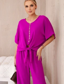 Súprava blúzky a nohavíc tmavo fialová