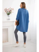 Bavlnená mušelínová košeľa Plus Size Dark Denim