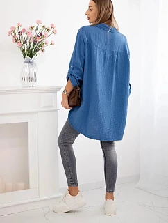 Bavlnená mušelínová košeľa Plus Size Dark Denim
