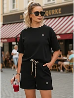 Dámsky viskózový set s motýľom a šortkami čierny FashionStreet AY1200