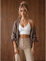 Dámsky oversize kardigán bez zapínania, hnedý, FashionStreet MY2565 Dámsky oversize kardigán bez zapínania, hnedý, FashionStreet MY2565