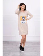 Šaty s 3D grafikou, béžová čipka
