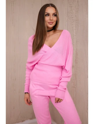 Dvojdielny sveterový set svetlo ružový