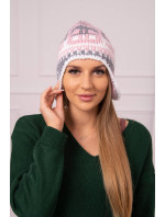 Dámska čiapka Maryla K406 powder pink+white+grey