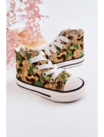 Dziecięce Wysokie Trampki Na Suwak Beżowo-Zielone Filemon