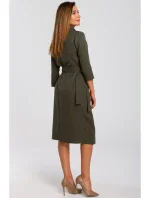 S175 Zavinovacie šaty s viazaním - khaki farba