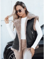 Dámska kožená vesta s ovčou kožou čierna FashionStreet TY5251