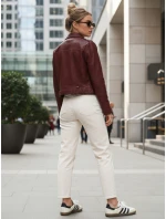 Dámske kožené ramonesky so zipsami bordové FashionStreet TY5640
