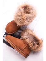 Damskie Skórzane Śniegowce Z Futerkiem Camel Alexa