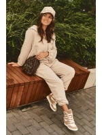 Skórzane Botki Na Koturnie Sznurowane Beżowe Amria