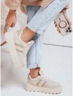 Dámske tenisky s kožušinou na platforme béžovej farby FashionStreet ZY1081